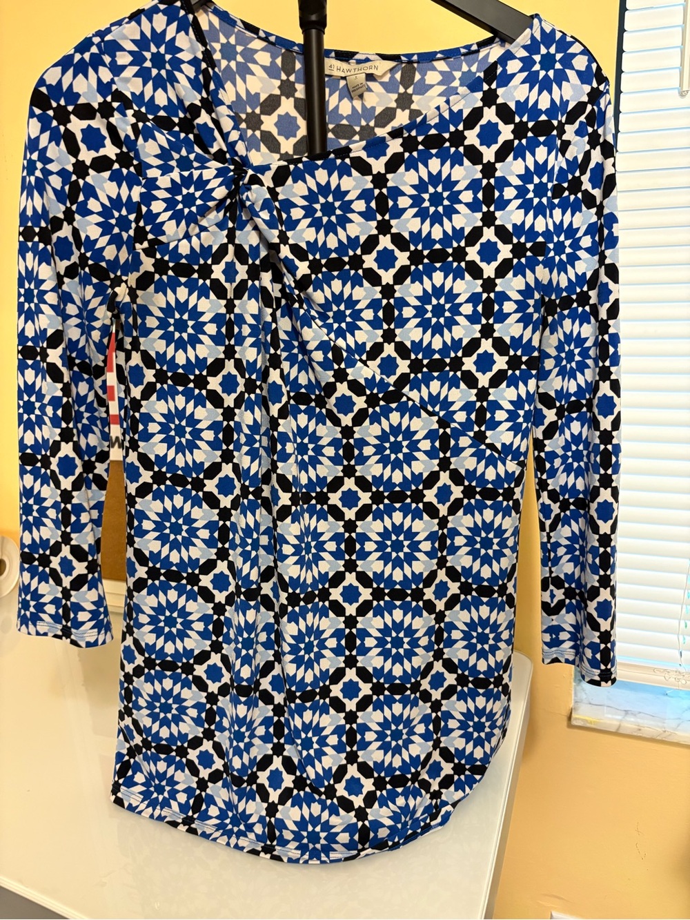 41 Hawthorn Blue and Black Geometric Long-Sleeve Tee